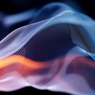 Abstract colorful wave lines dots on black background, Digital data technology concept