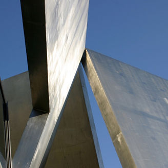 Geometric sculpture detail.
