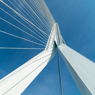 White Erasmus bridge in Rotterdam