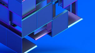 Abstract 3d rendering of geometric shapes. Composition with squares. Cube design. Modern background for poster, cover, branding, banner, placard.