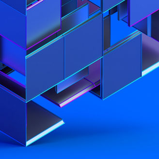 Abstract 3d rendering of geometric shapes. Composition with squares. Cube design. Modern background for poster, cover, branding, banner, placard.
