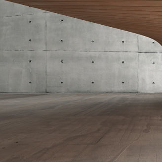Empty dark abstract concrete and wood smooth interior. Architectural background. 3D illustration and rendering