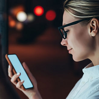 woman touching screen