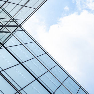 architecture of geometry at glass window.