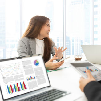 Business People are discussing and brainstorming at the meeting at the office. Strategy, Planning, Teamwork.