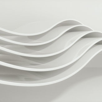 White curve surface, bright business background, 3d rendering. Computer digital drawing.
