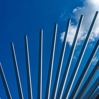 A closeup low angle shot of abstract sculpture in Mainz, Germany