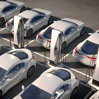 Parking electric cars. Charging stations, fast charging cars. 3d illustratin. High quality photo