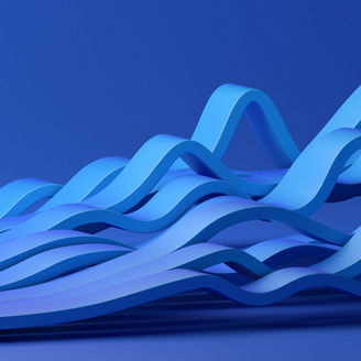 Abstract 3d render, background design with blue wavy lines