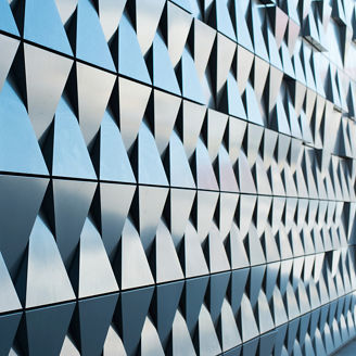 Modern Architectural Gray Wall Design at the Empty Lobby outside the Building.