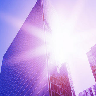 Low-angle shot of the sky and buildings