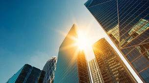 Low-angle shot of the sky and buildings