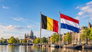 A flag of Belgium and the Netherlands