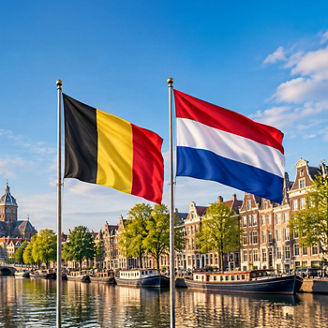 A flag of Belgium and the Netherlands