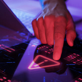 Cyber security warning on the screen