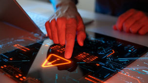 Cyber security warning on the screen