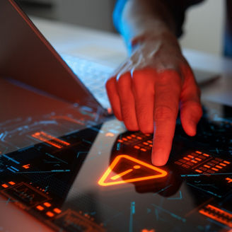 Cyber security warning on the screen