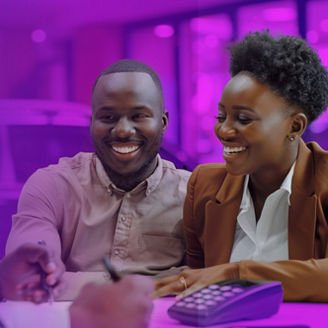 Customer using phone