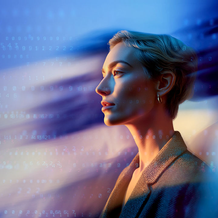 Kobieta na abstrakcyjnym tle