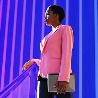 business woman looking ahead