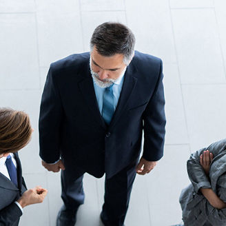 Business people talking in a circle