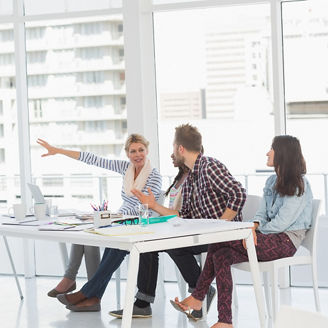 Man presenting something to a team