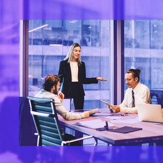 Team in office working on SAP implementation