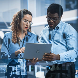 People checking data