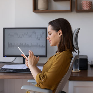 Woman at computer desk