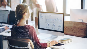 Woman working on laptop