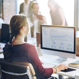 Woman working on laptop