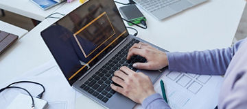Woman working on laptop