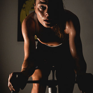 Female rider Lotte Kopecky breaking a sweat while training