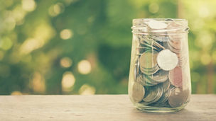 Many coins in a jar