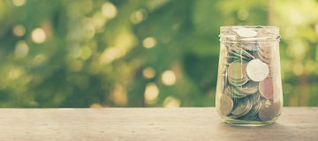 Many coins in a jar