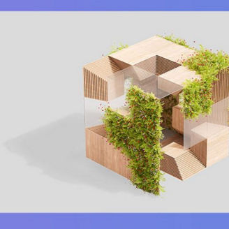 Gebäude mit begrüntem Balkon