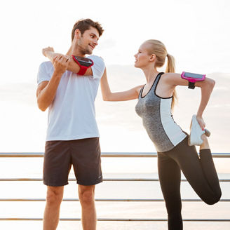 Man and woman stretching together