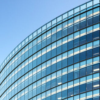 A picture of a part of a building and the sky