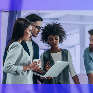 People standing in a circle to talk.