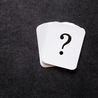 Blank cards with a question mark 