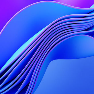Abstract modern neon, blue and violet colours background with silky ruffle, folded drape, waving fabric. Fashion wallpaper with macro wavy layers and ruffles. 3d render