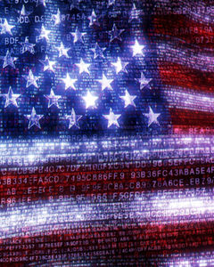Amerikanische Flagge mit Computercode