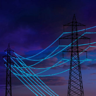 Power lines at night