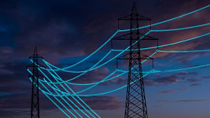 Power lines at night