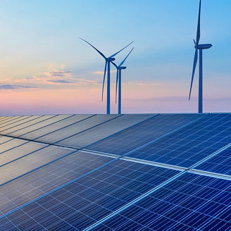 Solar panels and windmills