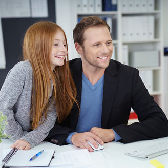 Father and daughter doing family business