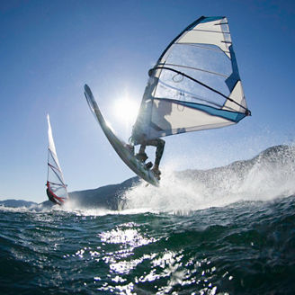 Close-up of windsurfer