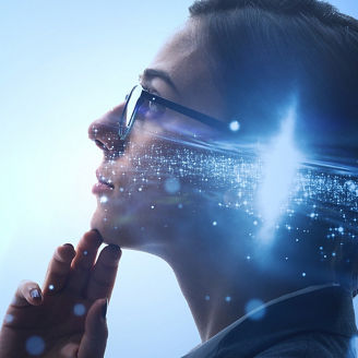 Thinking woman concept. Imagination. Creative.