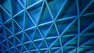 Modern blue architectural steel ceiling structure