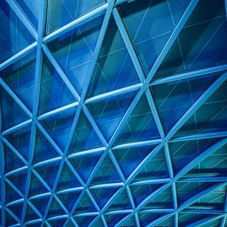 Modern blue architectural steel ceiling structure